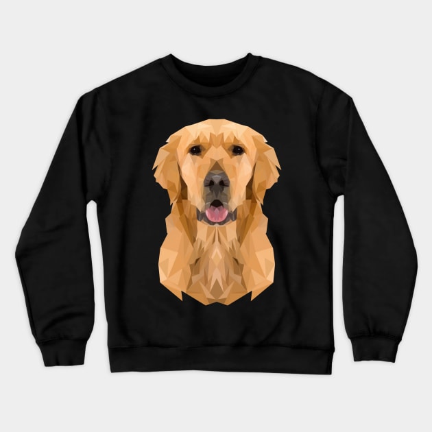 Golden Boy Golden Retriever Dog Low Polygon Crewneck Sweatshirt by SolarFlare